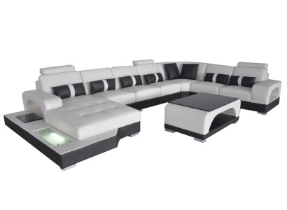 Ecksofa U Form+Couchtisch Modernes Polster Wohnzimmer Möbel Ecksofa Design Sofa