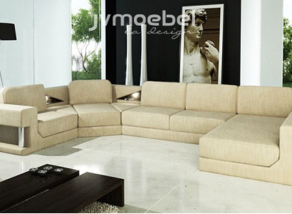 Ecksofa Bettfunktion Modern Design Sofa Textil Stoff U-Form Couch Wohnlandschaft