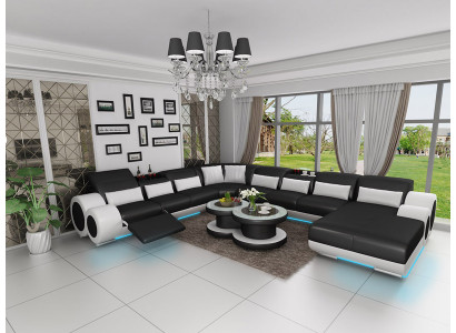 Ledersofa Couch Wohnlandschaft Ecksofa Eck Garnitur Design Modern Sofa