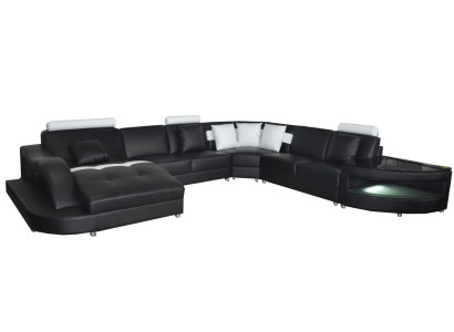 Leder Sofas Wohnlandschaft Eck Garnitur Design Modern Sofa U-Form + Tisch