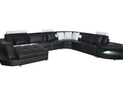 Leder Sofas Wohnlandschaft Eck Garnitur Design Modern Sofa U-Form + Tisch