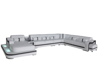 Leder Couch Polster Sitz Wohnlandschaft Design Modern Eck Garnitur Sofa U Form