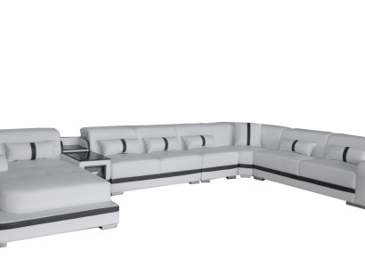 Leder Couch Polster Sitz Wohnlandschaft Design Modern Eck Garnitur Sofa U Form