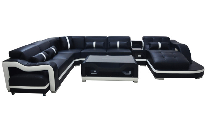 Eck Sofa Couch Polster Ecke Garnitur Leder Couchen Wohnlandschaft U Form Sofas