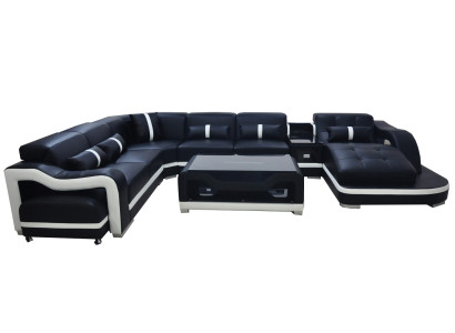 Eck Sofa Couch Polster Ecke Garnitur Leder Couchen Wohnlandschaft U Form Sofas
