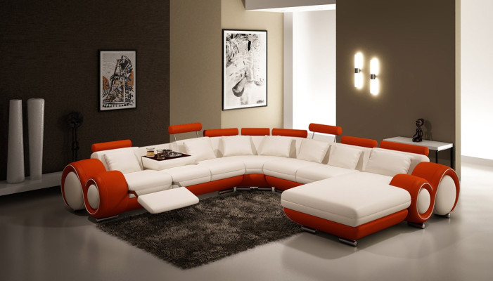 Ledersofa Couch Wohnlandschaft Ecksofa Eck Garnitur Design Modern Sofa A1163B