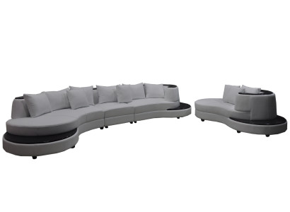 Wohn Design Couch Rund Ecksofa Polster Runde Sitzgarnitur Zimmer Landschaft USB