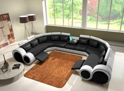 Couchgarnitur Moderne Sofa Ecke Sitzecke Leder Couch Wohnlandschaft USB Sofa
