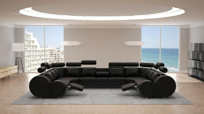 Designer Wohnlandschaft Eckcouch Couch mit USB Sofa Polster Ledersofa Sofas Neu