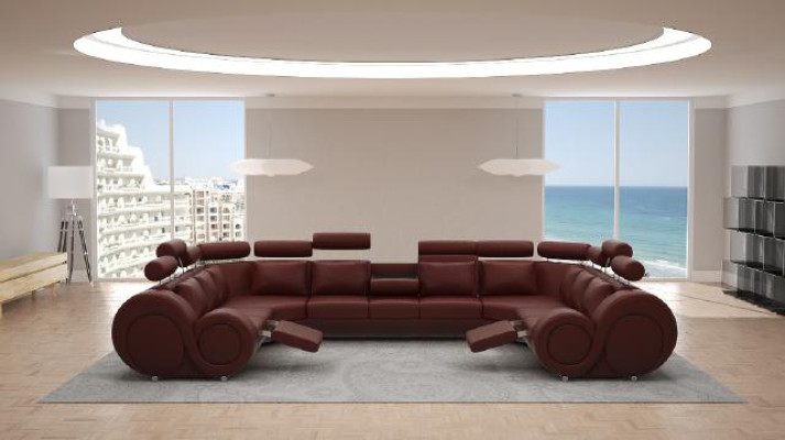 Designer Wohnlandschaft Eckcouch Couch mit USB Sofa Polster Ledersofa Sofas Neu