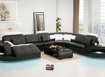 Ledersofa Couch Wohnlandschaft Ecksofa Eck Garnitur Design Modern Neu Sofa +USB