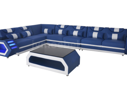 Ledersofa mit USB Wohnlandschaft Ecksofa Eck Garnitur Design Modern Sofa G8017C