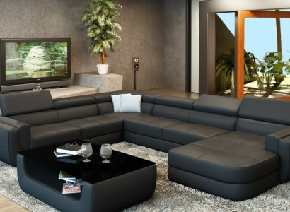 Designersofa Sitz Polster Ecke Ledersofa Wohnlandschaft Sofa Couch Polster Neu