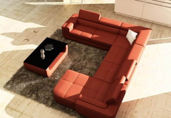 Exklusives U-Form Designersofa Luxus und Eleganz mit Echtholzrahmen