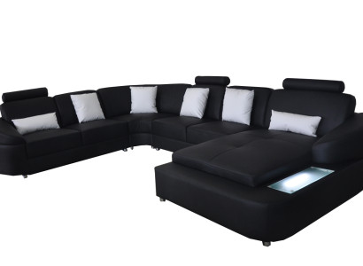 Leder Sofa mit USB Couch Wohnlandschaft Eck Garnitur Design Modern Sofas U-Form