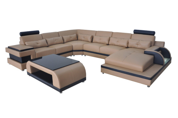 Luxus Polster Sitz Leder Eck Couch mit USB Sofa Wohn Möbel Landschaft Garnitur