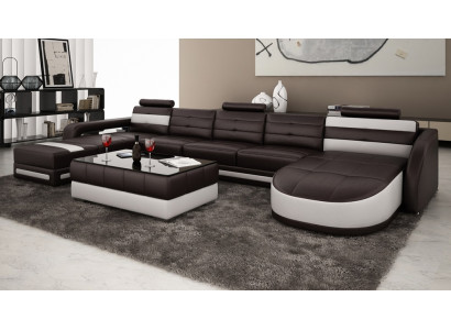 LEDERSOFA ECKSOFA mit USB DESIGNER PISA WOHNLANDSCHAFT COUCH SOFA U FORM COLO 3