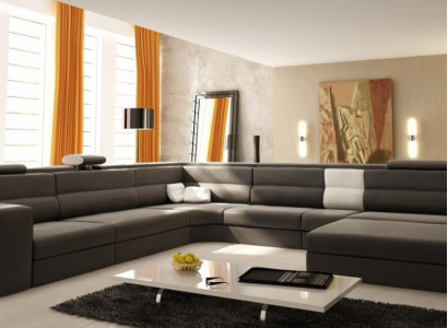 Ecksofa Polster Sofa mit USB Wohnlandschaft Sitz Eck Garnitur Leder Textil Couch