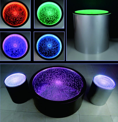 Beistelltisch Led Rund Wasser Wand Bar Theke Regal Möbel Beleuchtete