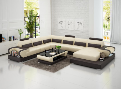 Ledersofa Couch Wohnlandschaft Ecksofa Eck Garnitur Design Modern Sofa G8003