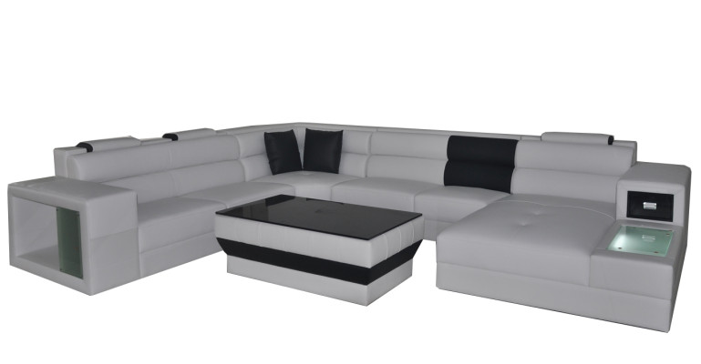 Ecke Leder Modern XXL Couch Wohnlandschaft Ledersofa Sofa U-Form B2006