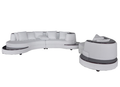 Luxus Wohn Eck Leder Garnitur Landschaft Polster Ecke XXL Big Sofa