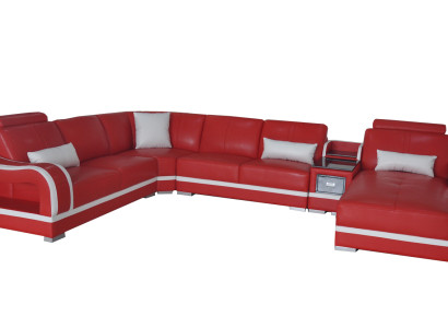 Ledersofa Couch Wohnlandschaft Garnitur Design Modern Ecke Dekorative Sofa
