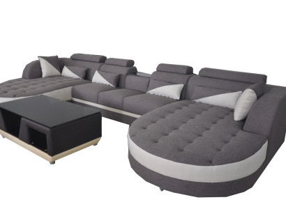 Ecksofa Design Eckgarnitur Eckcouch Sofa Wohnlandschaft Couch Polster Tisch USB