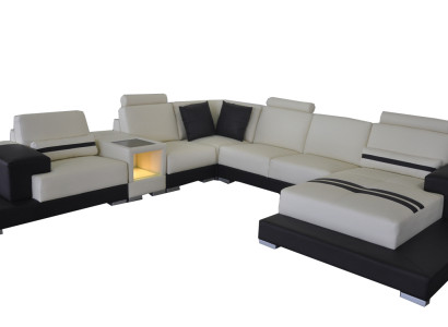Ledersofa Couch Wohnlandschaft Eck Garnitur Design Dekorative Modern Sofa