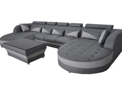 Leder Sofa Moderne Couch Polster Design Wohnlandschaft + Tisch