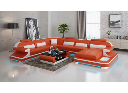 Ledersofa Couch Wohnlandschaft Ecksofa Eck Garnitur Design Modern Sofa G8021