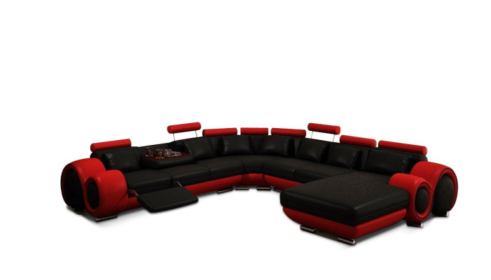 Ledersofa Couch Wohnlandschaft Ecksofa Eck Garnitur Design Modern Sofa mit USB