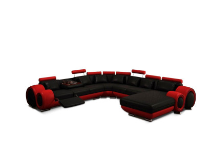 Ledersofa Couch Wohnlandschaft Ecksofa Eck Garnitur Design Modern Sofa mit USB