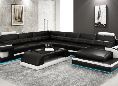 Moderne Ecksofa Couch Polster Eckgarnitur Wohnlandschaft Sofa Eck Garnitur + USB