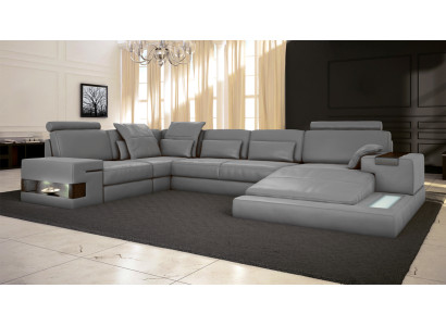 Leder Design Sofa Couch Polster Ecksofa Garnitur Wohnlandschaft Ecksofa mit USB