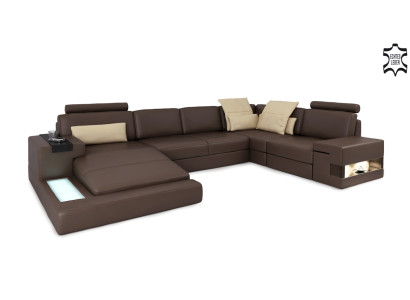 Ledersofa LED + USB Ecksofa Sofa Couch Polster Bellini Big Wohnlandschaft Sofas