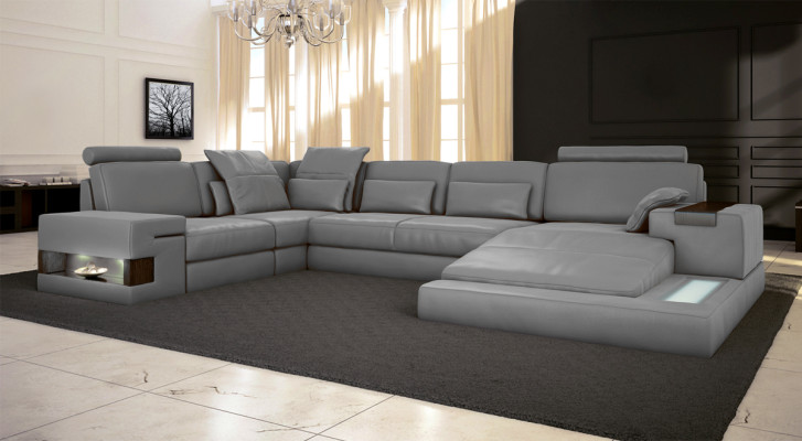 Textil Stoffsofa Sofa Couch Polster Wohnlandschaft Design Sofas Ecksofa USB LED