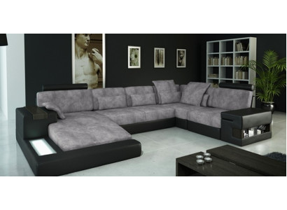 Design Leder Sofa Couch Polster Garnitur Wohnlandschaft Sofas Couchen mit USB