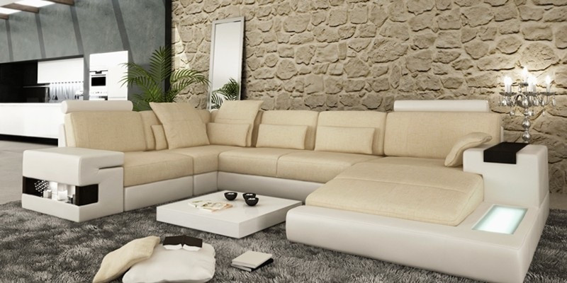 Big Sofa Wohnlandschaft Ledersofa Polster Sitz Ecke Couch Garnitur Sofas mit USB