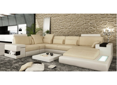 Big Sofa Wohnlandschaft Ledersofa Polster Sitz Ecke Couch Garnitur Sofas mit USB