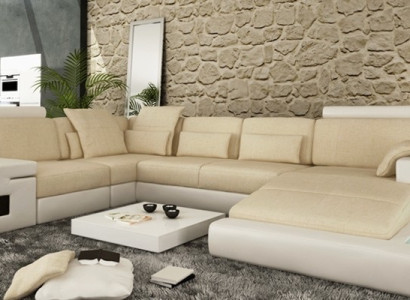 Big Sofa Wohnlandschaft Ledersofa Polster Sitz Ecke Couch Garnitur Sofas mit USB