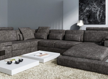 Ecksofa Ledersofa Sofa USB Polster Garnitur Form XXL Big Sofas Wohnlandschaft