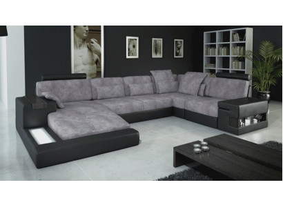 Designsofa Wohnlanschaft Ecksofa Sofa Couch U Form Leder Textil Neu Bellini Grau