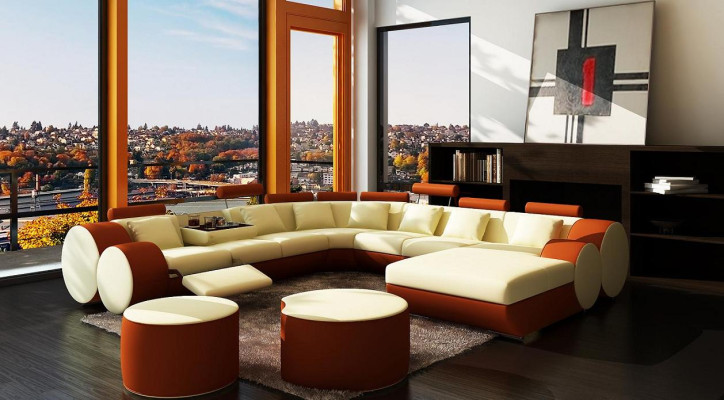 DESIGNER LEDERSOFA XXL WOHNLANDSCHAFT BIG SOFA COUCH POLSTERECKE ECKSOFA NEU