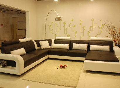 Ecksofa Polster Couch Sofa Wohnlandschaft Sitz Eck Garnitur Leder Textil H2209