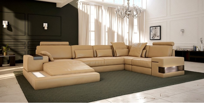 Ledersofa Sofa Couch Polster Ecke Design Wohnlandschaft Eckgarnitur Big Sofas
