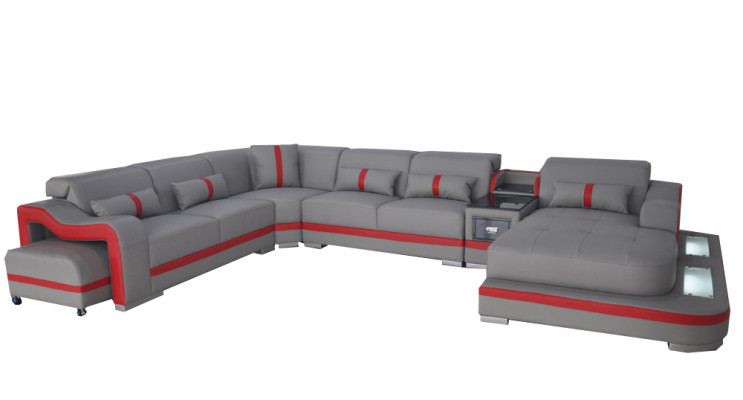 Leder Couch Polster Sitz Design Modern Eck Garnitur Sofa Wohnlandschaft U Form