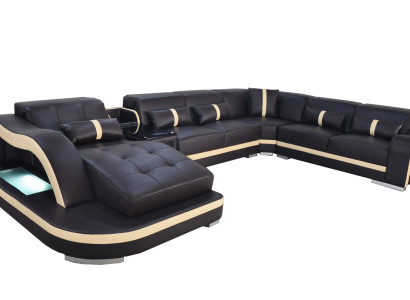 Leder Couch Polster Sitz Wohnlandschaft Modern Eck Garnitur Sofa U Form Design