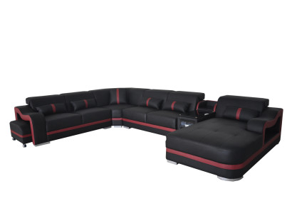 Leder Couch Polster Garnitur Sitz Design Modern Eck Sofa Wohnlandschaft U Form