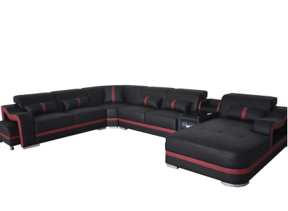 Leder Couch Polster Garnitur Sitz Design Modern Eck Sofa Wohnlandschaft U Form